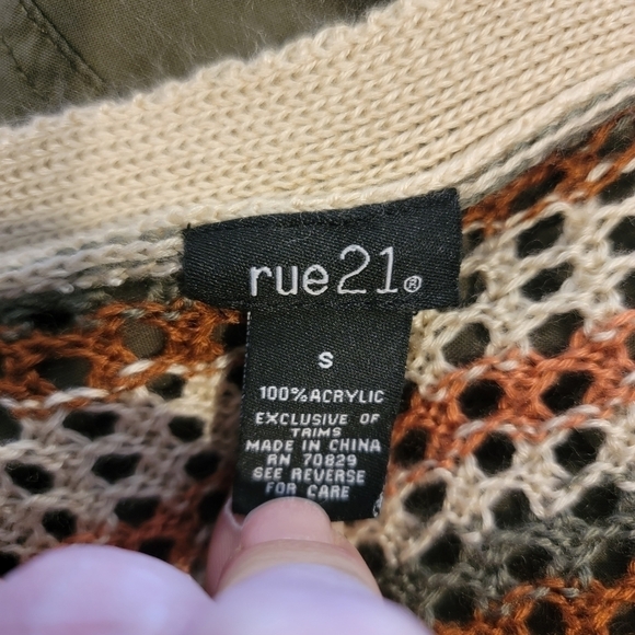 RUE 21 Long Striped Knit Cardigan Size S - Picture 5 of 7